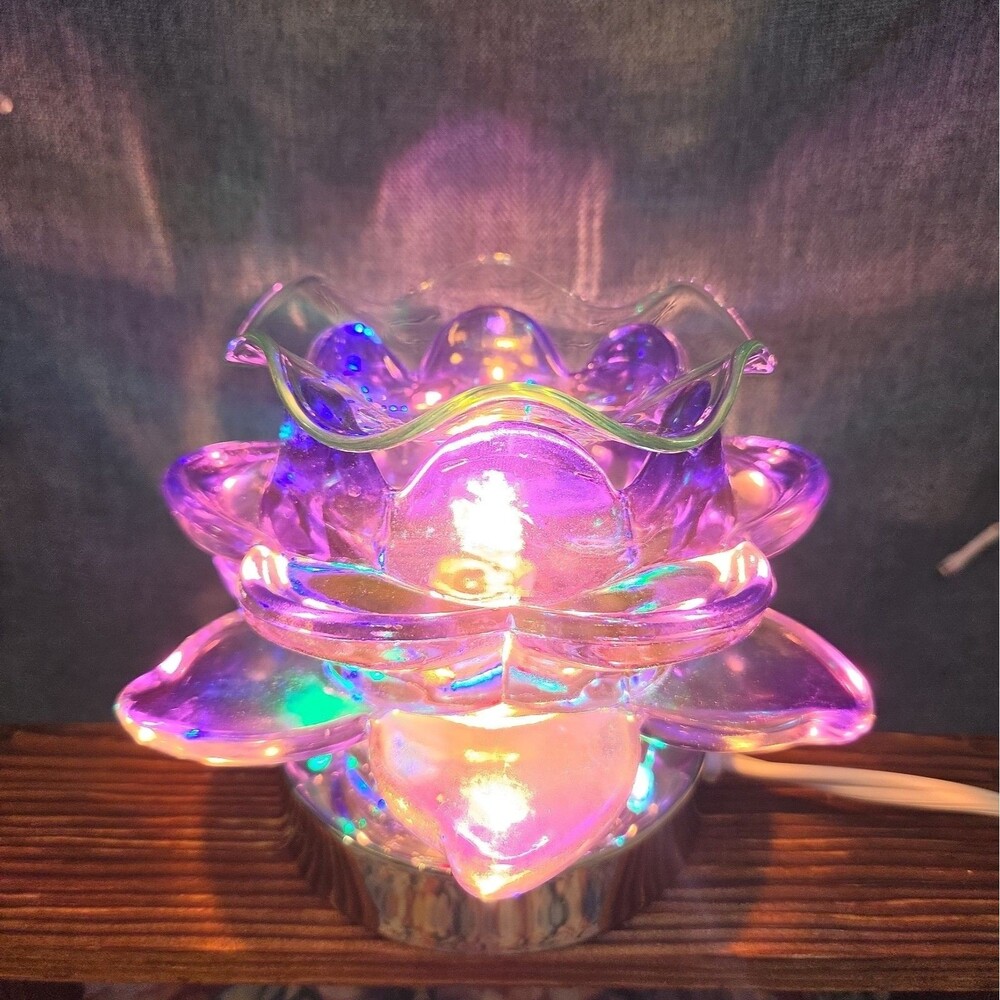Flower Touch Lamp Glass Oil Warmer Blue W/ 1oz Scented Oil | Buyer Choice